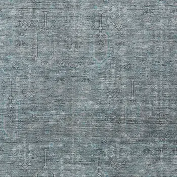10' X 14' Teal Blue And Gray Southwestern Washable Indoor Outdoor Area Rug