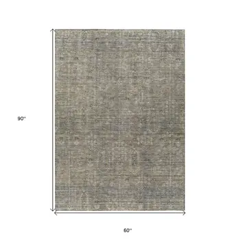 5' X 8' Taupe Gray And Beige Southwestern Washable Indoor Outdoor Area Rug