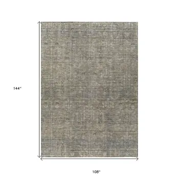9' X 12' Taupe Gray And Beige Southwestern Washable Indoor Outdoor Area Rug