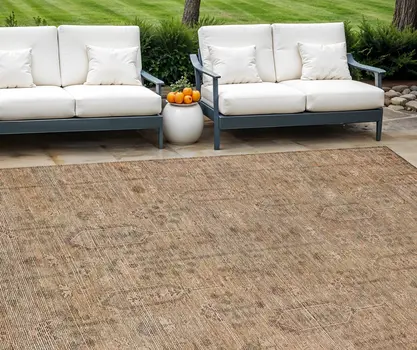 9' X 12' Terra Cotta And Copper Southwestern Washable Indoor Outdoor Area Rug