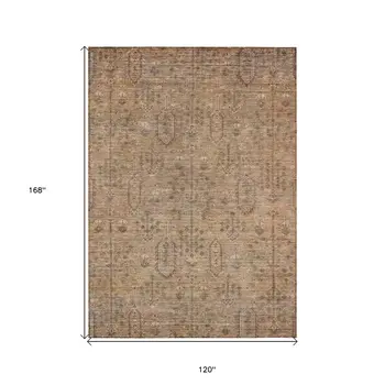 10' X 14' Terra Cotta And Copper Southwestern Washable Indoor Outdoor Area Rug