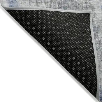 10' X 14' Gray Silver And Blue Abstract Washable Indoor Outdoor Area Rug