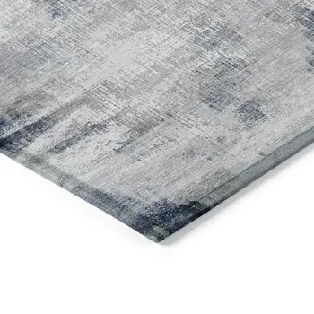10' X 14' Gray Silver And Blue Abstract Washable Indoor Outdoor Area Rug