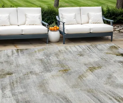 9' X 12' Taupe Gray And Brown Abstract Washable Indoor Outdoor Area Rug