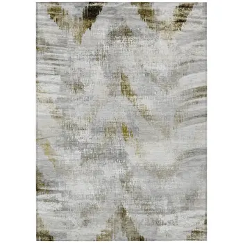 10' X 14' Taupe Gray And Brown Abstract Washable Indoor Outdoor Area Rug