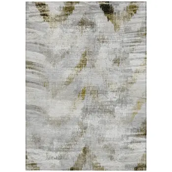 10' X 14' Taupe Gray And Brown Abstract Washable Indoor Outdoor Area Rug