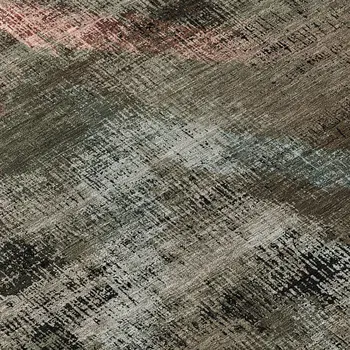 8' Brown Taupe And Salmon Round Abstract Washable Indoor Outdoor Area Rug