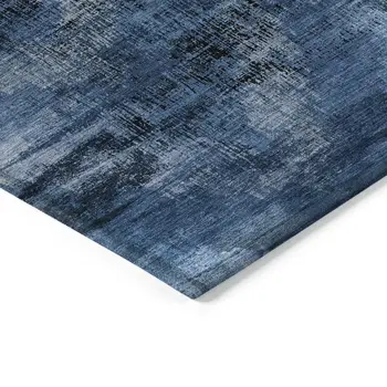 3' X 5' Navy Blue And Sky Blue Abstract Washable Indoor Outdoor Area Rug