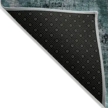 3' X 5' Fern Green And Emerald Abstract Washable Indoor Outdoor Area Rug