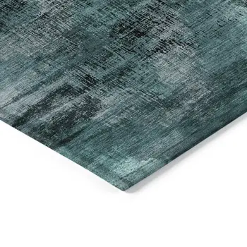 10' X 14' Fern Green And Emerald Abstract Washable Indoor Outdoor Area Rug