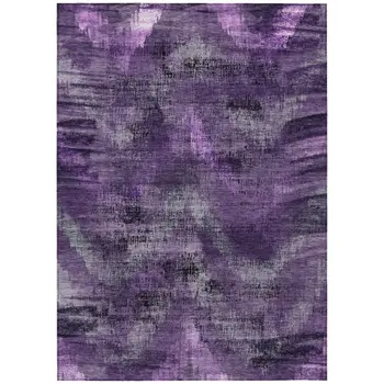 5' X 8' Purple Lavender And Gray Abstract Washable Indoor Outdoor Area Rug