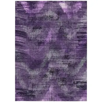 9' X 12' Purple Lavender And Gray Abstract Washable Indoor Outdoor Area Rug