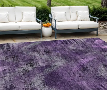 10' X 14' Purple Lavender And Gray Abstract Washable Indoor Outdoor Area Rug