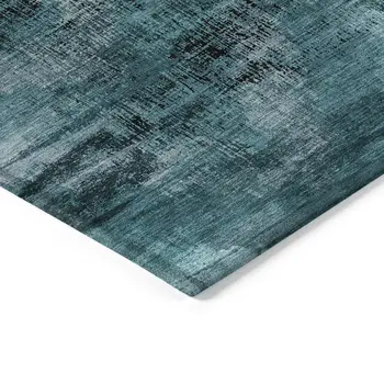 8' X 10' Teal Blue Aqua And Gray Abstract Washable Indoor Outdoor Area Rug
