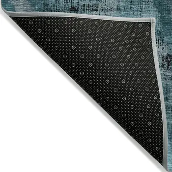 9' X 12' Teal Blue Aqua And Gray Abstract Washable Indoor Outdoor Area Rug