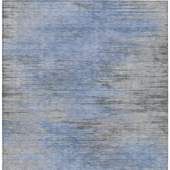 3' X 5' Denim Blue And Sky Blue Abstract Washable Indoor Outdoor Area Rug