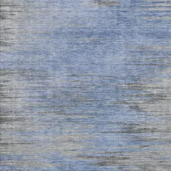 9' X 12' Denim Blue And Sky Blue Abstract Washable Indoor Outdoor Area Rug