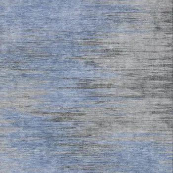 10' X 14' Denim Blue And Sky Blue Abstract Washable Indoor Outdoor Area Rug