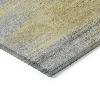 3' X 5' Gold Gray And Charcoal Abstract Washable Indoor Outdoor Area Rug