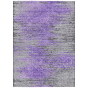 9' X 12' Purple Gray And Charcoal Abstract Washable Indoor Outdoor Area Rug