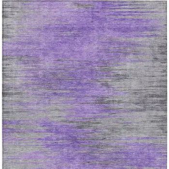 10' X 14' Purple Gray And Charcoal Abstract Washable Indoor Outdoor Area Rug