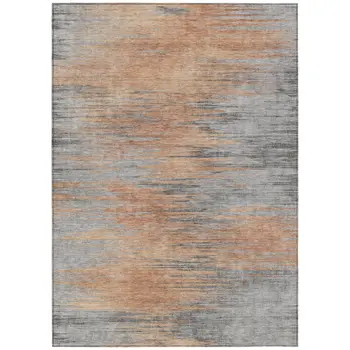 5' X 8' Salmon Gray And Charcoal Abstract Washable Indoor Outdoor Area Rug