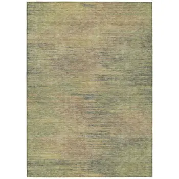 5' X 8' Artichoke Green Fern Green And Gold Abstract Washable Indoor Outdoor Area Rug