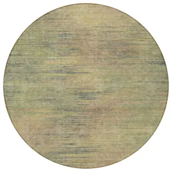 8' Artichoke Green Fern Green And Gold Round Abstract Washable Indoor Outdoor Area Rug