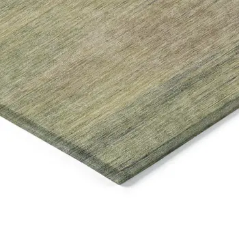 10' X 14' Artichoke Green Fern Green And Gold Abstract Washable Indoor Outdoor Area Rug