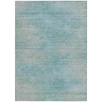 3' X 5' Aqua Teal Blue And Gray Abstract Washable Indoor Outdoor Area Rug