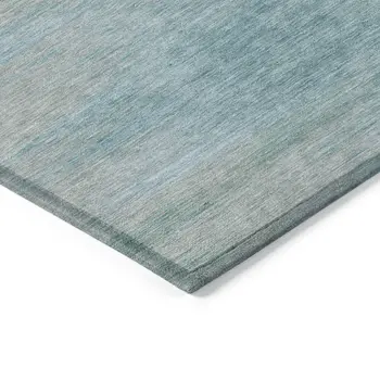 9' X 12' Aqua Teal Blue And Gray Abstract Washable Indoor Outdoor Area Rug