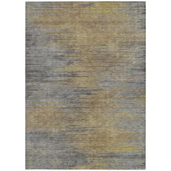 8' X 10' Brown Gold And Taupe Abstract Washable Indoor Outdoor Area Rug