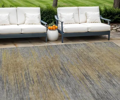 9' X 12' Brown Gold And Taupe Abstract Washable Indoor Outdoor Area Rug