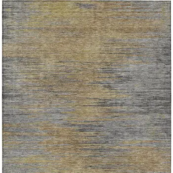 10' X 14' Brown Gold And Taupe Abstract Washable Indoor Outdoor Area Rug