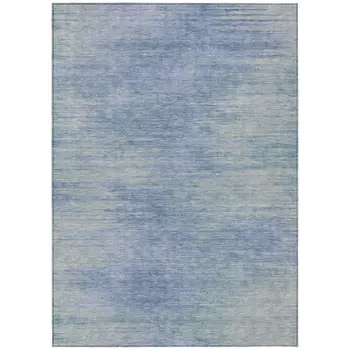 5' X 8' Denim Blue And Sky Blue Abstract Washable Indoor Outdoor Area Rug