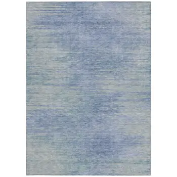 9' X 12' Denim Blue And Sky Blue Abstract Washable Indoor Outdoor Area Rug