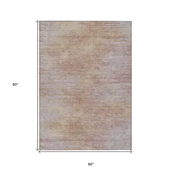 5' X 8' Merlot And Beige Abstract Washable Indoor Outdoor Area Rug