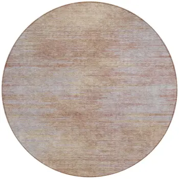 8' Merlot And Beige Round Abstract Washable Indoor Outdoor Area Rug