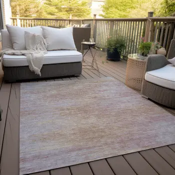 8' X 10' Merlot And Beige Abstract Washable Indoor Outdoor Area Rug