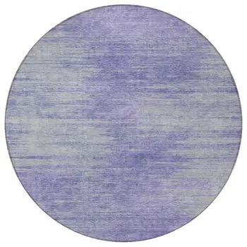 8' Plum And Purple Round Abstract Washable Indoor Outdoor Area Rug