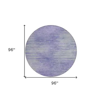8' Plum And Purple Round Abstract Washable Indoor Outdoor Area Rug