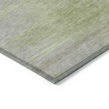 3' X 5' Sage And Artichoke Green Abstract Washable Indoor Outdoor Area Rug