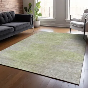 8' X 10' Sage And Artichoke Green Abstract Washable Indoor Outdoor Area Rug