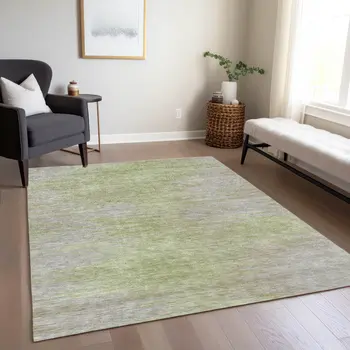8' X 10' Sage And Artichoke Green Abstract Washable Indoor Outdoor Area Rug