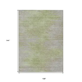 9' X 12' Sage And Artichoke Green Abstract Washable Indoor Outdoor Area Rug