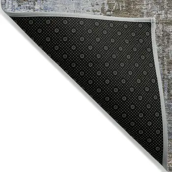 10' X 14' Brown Taupe And Navy Blue Abstract Washable Indoor Outdoor Area Rug