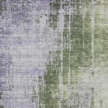 8' X 10' Olive Green And Purple Abstract Washable Indoor Outdoor Area Rug