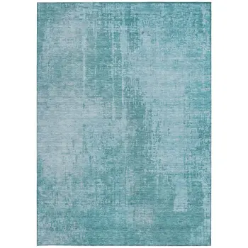 3' X 5' Aqua Teal Blue And Gray Abstract Washable Indoor Outdoor Area Rug
