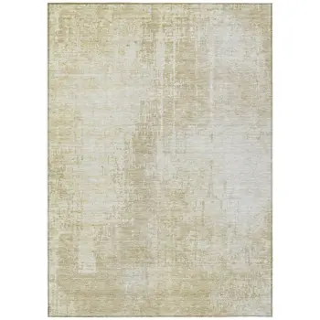 3' X 5' Beige And Taupe Abstract Washable Indoor Outdoor Area Rug