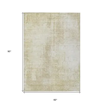 5' X 8' Beige And Taupe Abstract Washable Indoor Outdoor Area Rug